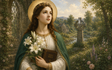 St. Dymphna medal, patron saint of anxiety and depression, worn as a Catholic gift for mental health