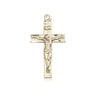 14kt Solid Gold medium Catholic crucifix pendant 7/8x1/2 inch medal handcrafted Bliss USA
