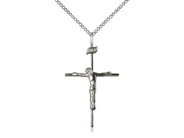 Sterling Silver Large Catholic Crucifix Necklace 1 1/4 x 3/4 inch with 18 inch chain by Bliss