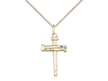 14kt Gold Filled Medium Nail Cross Necklace 3/4 x 3/8 inches on 18 inch chain by Bliss Manufacturing