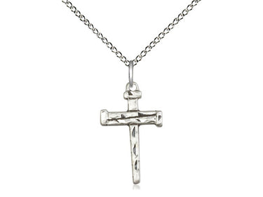 Sterling Silver Medium Nail Cross Necklace 3/4 x 3/8 on 18 inch chain handcrafted by Bliss