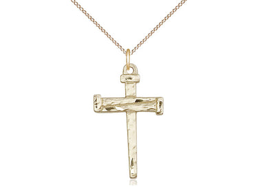 Gold Filled Medium Nail Cross Necklace 1 x 5/8 inch pendant on 18 inch chain by Bliss USA