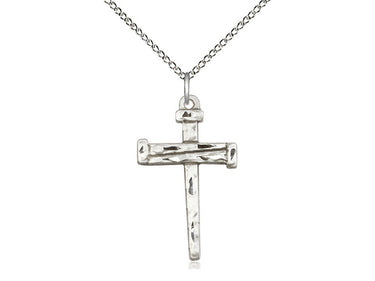Sterling Silver Nail Cross Necklace 1 x 5/8 inch pendant on 18 inch chain by Bliss USA