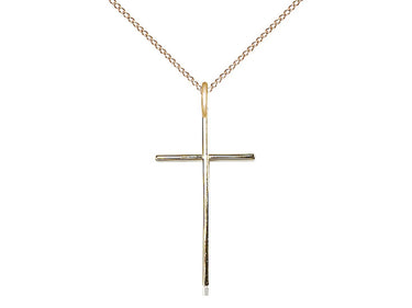 14kt gold filled cross necklace with medium 1 inch pendant on 18 inch chain by Bliss Manufacturing