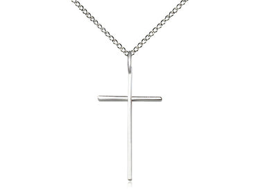 Sterling Silver Medium Catholic Cross Pendant Necklace 1 inch x 1/2 inch on 18 inch chain by Bliss Manufacturing