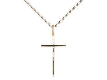 Gold Filled Medium Cross Pendant Necklace 3/4 x 1/2 inch on 18 inch Chain by Bliss Manufacturing USA