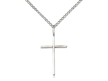 Sterling silver medium Catholic cross necklace with 3/4 x 1/2 inch pendant on 18 inch chain by Bliss