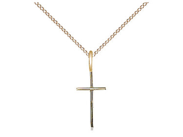14kt Gold Filled Small Cross Necklace 1/2 x 1/4 inches on 18 inch chain by Bliss Manufacturing