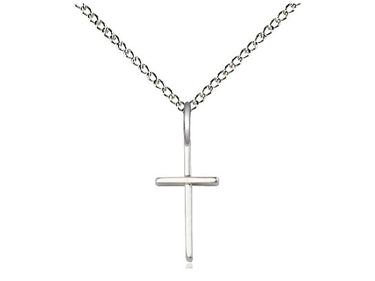 Sterling Silver Small Catholic Cross Pendant Necklace 1/2 inch x 1/4 inch on 18 inch chain by Bliss Manufacturing