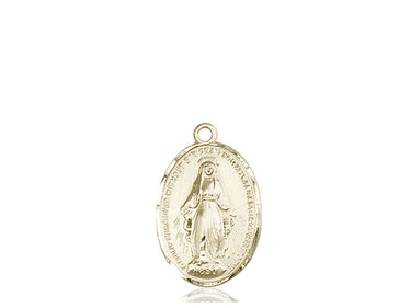 14kt Solid Gold Miraculous Medal Pendant - Medium 3/4 x 1/2 Inch - Handcrafted by Bliss USA