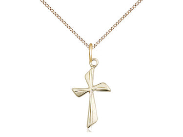 14kt Gold Filled Medium Cross Pendant Necklace 3/4 x 3/8 inch on 18 inch Chain by Bliss Manufacturing USA