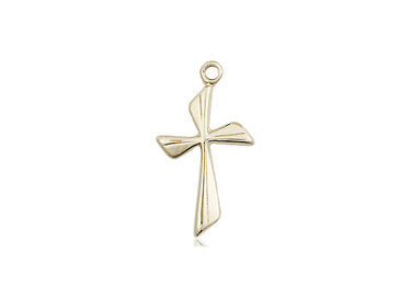 14kt solid gold Catholic cross pendant 3/4 x 3/8 inch handcrafted in USA by Bliss Manufacturing