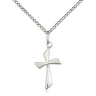 Sterling silver Catholic cross necklace 3/4 x 3/8 inch pendant 18 inch curb chain handcrafted by Bliss
