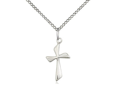 Sterling silver Catholic cross necklace 3/4 x 3/8 inch pendant 18 inch curb chain handcrafted by Bliss