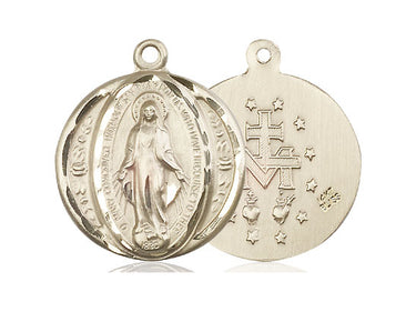 14kt solid gold Miraculous Medal pendant 7/8 x 3/4 inches handcrafted by Bliss Manufacturing USA