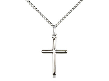 Sterling silver Catholic cross necklace 3/4 x 3/8 inch pendant 18 inch curb chain handcrafted by Bliss