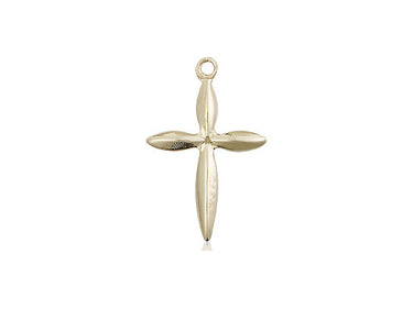 14kt Solid Gold Medium Catholic Cross Pendant 3/4 x 1/2 inch USA Made by Bliss Manufacturing