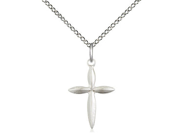 Sterling silver medium Catholic cross necklace 3/4 inch pendant with 18 inch curb chain by Bliss