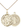 Small 14kt Gold Filled St. Benedict Patron Saint Medal Necklace with 18 inch chain by Bliss Manufacturing