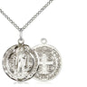 Sterling silver St. Benedict patron saint medal necklace, small 5/8x5/8, 18 inch chain, Bliss USA