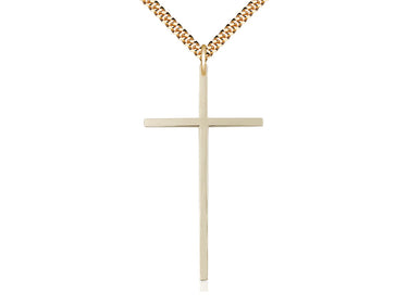 Gold Filled Extra Large Catholic Cross Necklace 1 7/8 x 1 inch with 24 inch Chain USA Made by Bliss