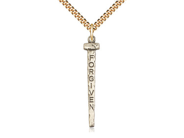 Large 14kt Gold Filled Forgiven Nail Cross Necklace 1.5 inch pendant with 24 inch chain by Bliss