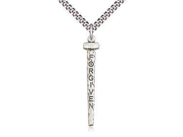 Large Sterling Silver Forgiven Nail Cross Necklace 1.5 inch pendant with 24 inch chain by Bliss