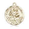 14kt solid gold St. Christopher medal pendant 1 inch by 7/8 inch handcrafted by Bliss Manufacturing USA