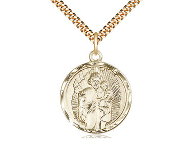 Medium 14kt Gold Filled St. Joseph Patron Saint Medal Necklace 1 x 7/8 with 24 inch Chain by Bliss