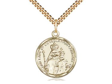 14kt gold filled Our Lady of Consolation medal necklace 1 x 3/4 inch on 24 inch chain by Bliss