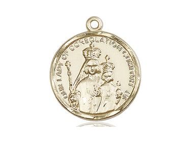 14kt Solid Gold Our Lady of Consolation Medal Pendant 1 x 3/4 handmade by Bliss Manufacturing