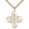14kt Gold Filled Large Four-Way Medal Necklace 1.25 x 1.125 inches with 24 inch Chain by Bliss