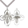 Sterling Silver Large Four-Way Medal Necklace 1.25 x 1.125 inches with 24 inch Chain by Bliss