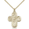 Medium 14kt Gold Filled Catholic 5-Way Medal Necklace 1 x 3/4 inch pendant 18 inch chain by Bliss