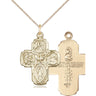 14kt Gold Filled Five Way Cross Medal Necklace 1x0.75 inch featuring multiple patron saints on 18 inch chain by Bliss