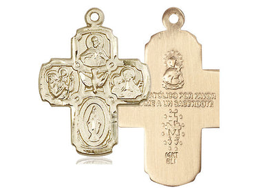 14kt solid gold 5-Way Medal pendant 1 inch by 3/4 inch handcrafted in USA by Bliss Manufacturing