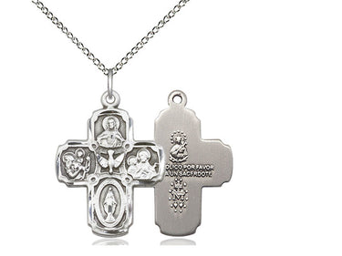 Sterling silver 5-Way Medal necklace 1 inch pendant with 18 inch chain handcrafted by Bliss Manufacturing
