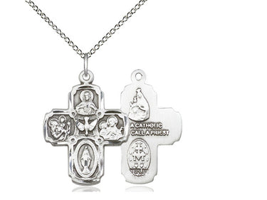 Sterling silver Four-Way Medal necklace 1 inch medal with 18 inch chain handcrafted by Bliss
