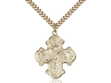 14kt gold filled Four-Way Medal necklace 1 1/8 inch medal with 24 inch chain by Bliss