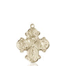 14kt solid gold Four-Way Medal pendant 1 1/8 inch by 7/8 inch handcrafted by Bliss Manufacturing