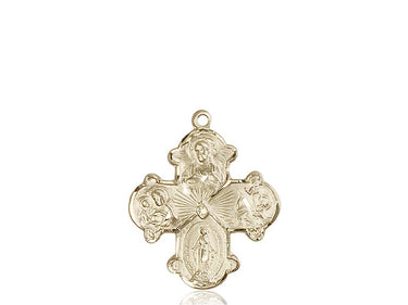 14kt solid gold Four-Way Medal pendant 1 1/8 inch by 7/8 inch handcrafted by Bliss Manufacturing