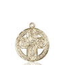 14kt Solid Gold Medium Four-Way Medal Catholic Pendant 1 1/8 x 1 inch Handcrafted by Bliss USA
