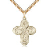 14kt gold filled Four-Way Medal necklace 1 inch with 24 inch chain handcrafted by Bliss Manufacturing