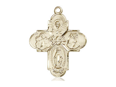 14kt solid gold Four-Way Medal pendant 1 inch handcrafted by Bliss Manufacturing USA