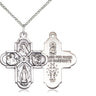Sterling Silver 4-Way Medal Necklace 1 x 7/8 inches with 18 inch chain by Bliss Manufacturing