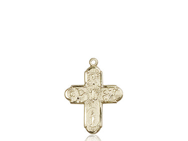14kt solid gold 5-Way Medal pendant 3/4 inch by 5/8 inch handcrafted in USA by Bliss Manufacturing