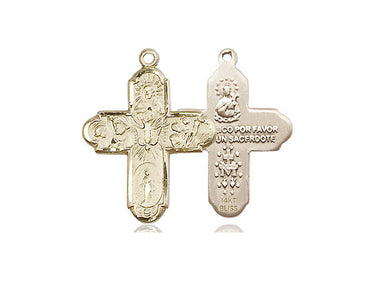 14kt Solid Gold Five-Way Medal Pendant 3/4 inch featuring Sacred Heart St Christopher handcrafted by Bliss