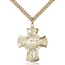 14kt Gold Filled Five-Way Medal Necklace 1 1/8 x 7/8 inches with 24 inch chain by Bliss Manufacturing