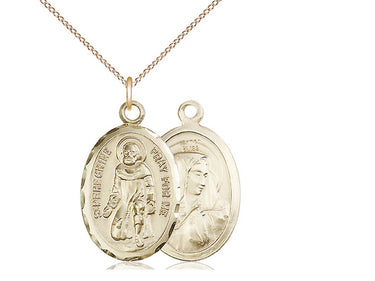 14kt Gold Filled St. Peregrine patron saint medal necklace 1 x 5/8 inch on 18 inch chain by Bliss