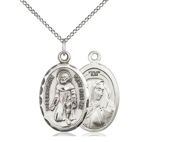 Sterling Silver St. Peregrine Patron Saint Medal Necklace 1x5/8 inch with 18 inch Chain by Bliss